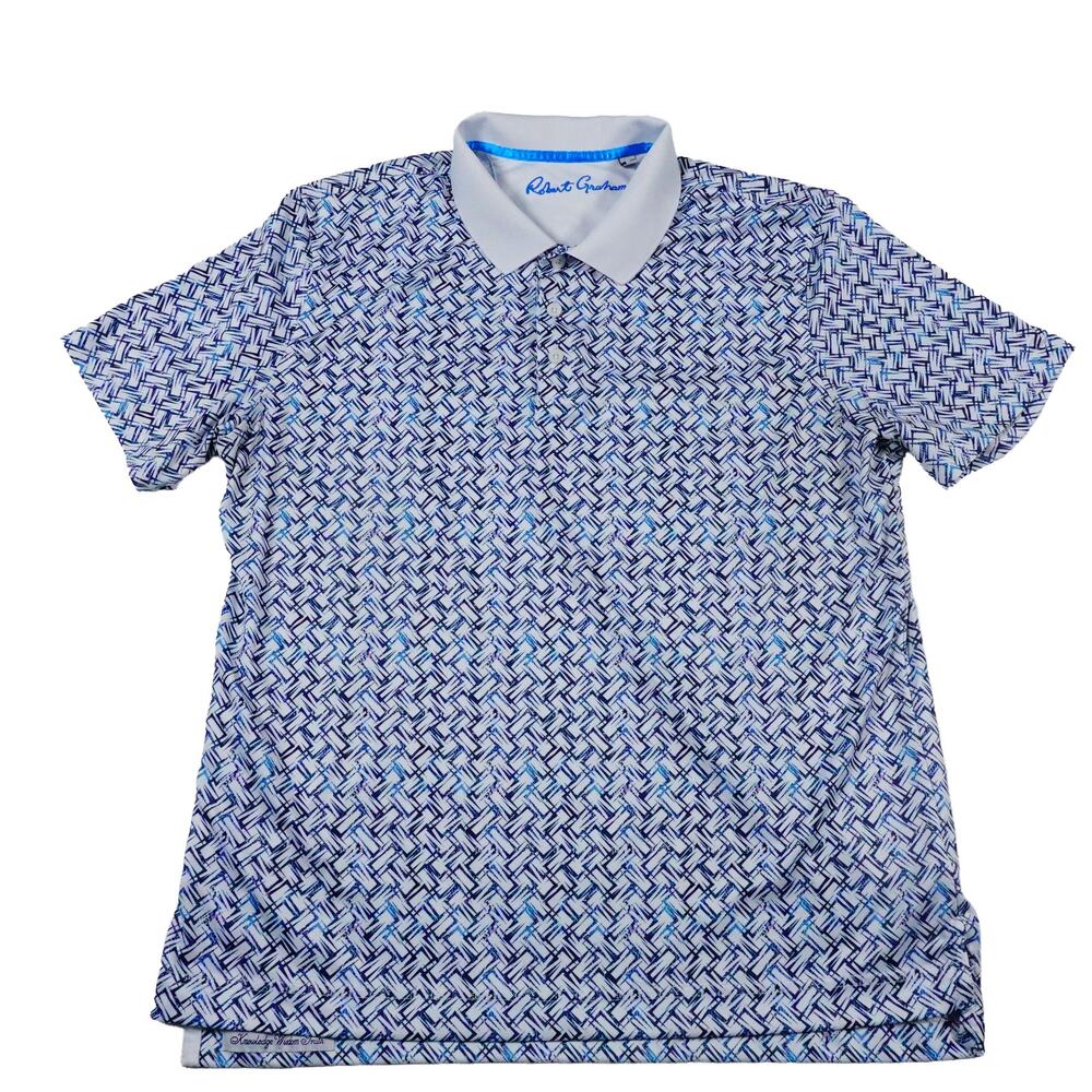 Robert Graham Geometric Performance Stretch Golf Polo Shirt Men's XL